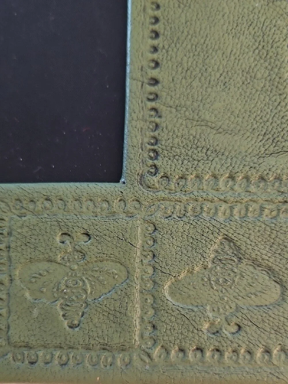 Sage Green Decorative Embossed Leather Photo Frame